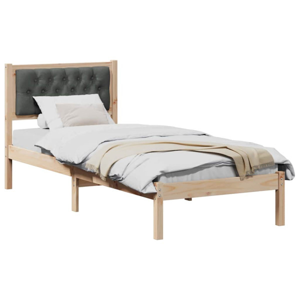 Estructura de cama con cabecera Gris oscuro 90 x 190 cm tela M 3
