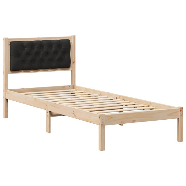 Estructura de cama con cabecera Negro 90 x 190 cm tela M 2