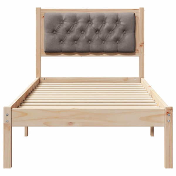 Estructura de cama con cabecera Taupé 90 x 190 cm tela M 5
