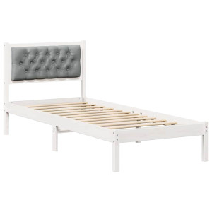 Estructura de cama con cabecera Gris Claro 90 x 190 cm tela H