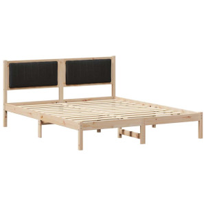 Estructura de Cama con Cabecera Tapizada Negro 160 x 200 cm H