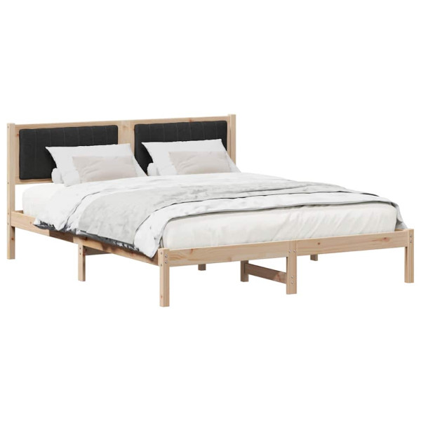 Estructura de Cama con Cabecera Tapizada Negro 160 x 200 cm M 3
