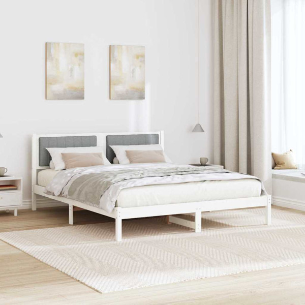 Estructura de Cama con Cabecera Tapizada Gris Claro M 4