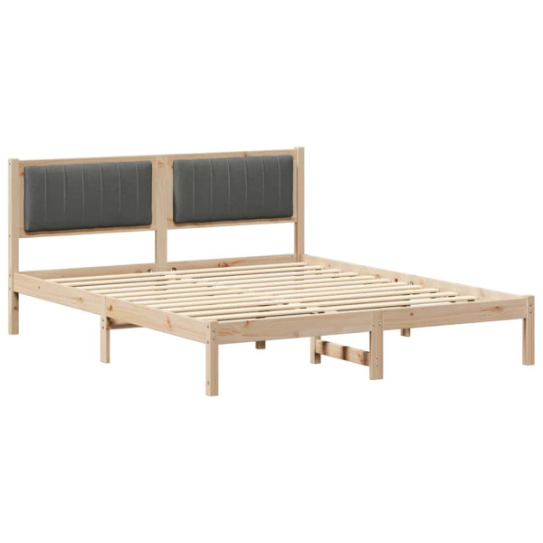 Estructura de Cama con Cabecera Tapizada Gris oscuro M 2