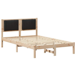 Estructura de Cama con Cabecera Tapizada Negro 120 x 200 cm H