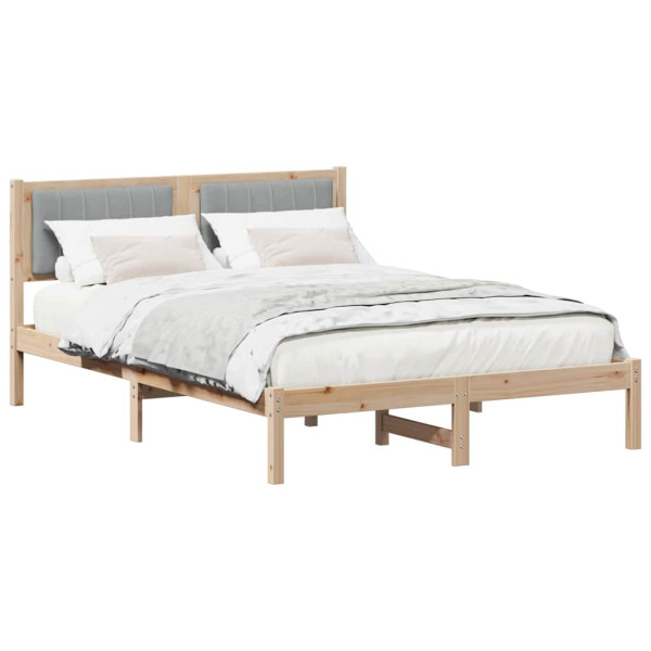 Estructura de Cama con Cabecera Tapizada Gris Claro M 3