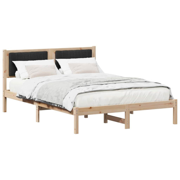 Estructura de Cama con Cabecera Tapizada Negro 135 x 190 cm M 3