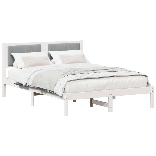 Estructura de Cama con Cabecera Tapizada Gris Claro M 3