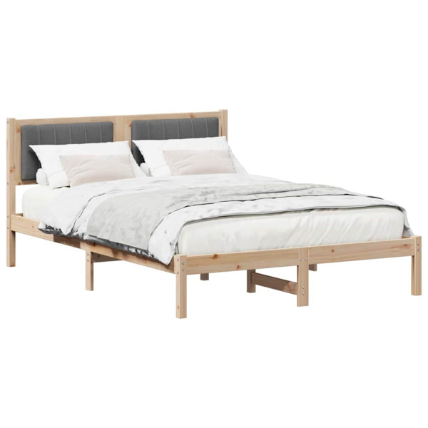Estructura de Cama con Cabecera Tapizada Gris oscuro M 3