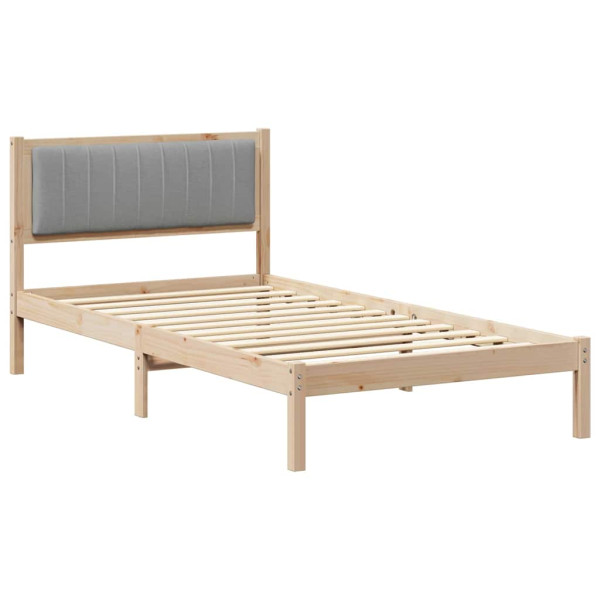 Estructura de Cama con Cabecera Tapizada Gris Claro M 2