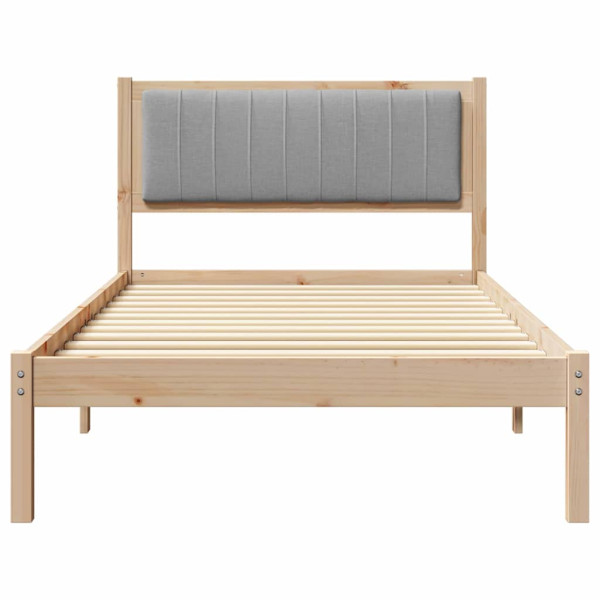 Estructura de Cama con Cabecera Tapizada Gris Claro M 5