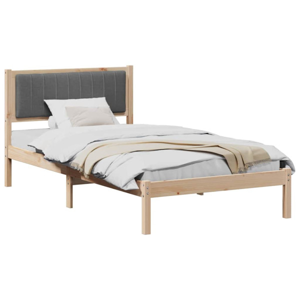Estructura de Cama con Cabecera Tapizada Gris oscuro M 3