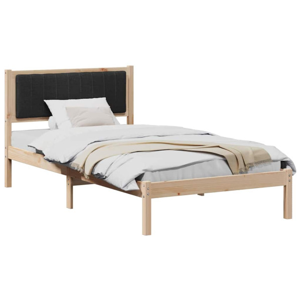 Estructura de Cama con Cabecera Tapizada Negro 100 x 200 cm M 3