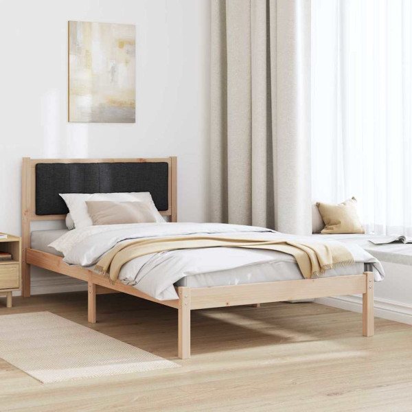 Estructura de Cama con Cabecera Tapizada Negro 100 x 200 cm M 4