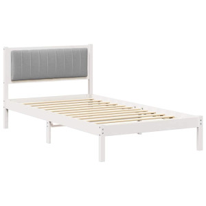 Estructura de Cama con Cabecera Tapizada Gris Claro H