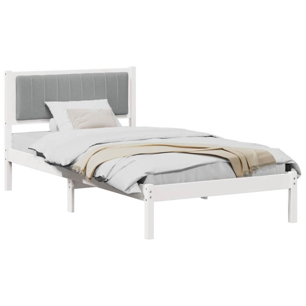 Estructura de Cama con Cabecera Tapizada Gris Claro M 3