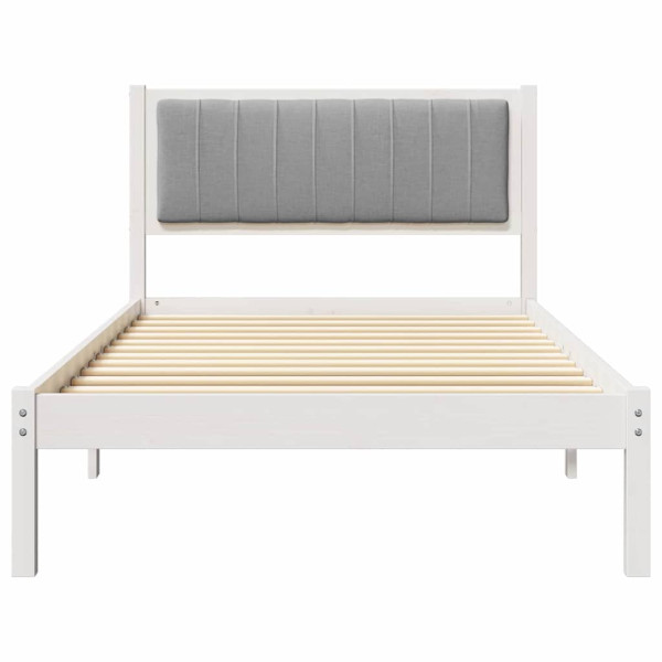 Estructura de Cama con Cabecera Tapizada Gris Claro M 5