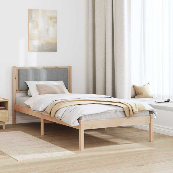 Estructura de Cama con Cabecera Tapizada Gris Claro 90 x 200 cm M 4