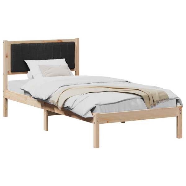 Estructura de Cama con Cabecera Tapizada Negro 90 x 200 cm M 3