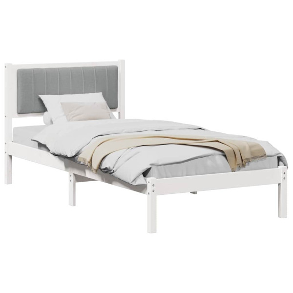 Estructura de Cama con Cabecera Tapizada Gris Claro 90 x 200 cm M 3