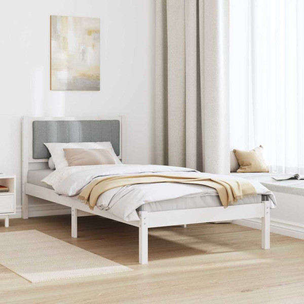 Estructura de Cama con Cabecera Tapizada Gris Claro 90 x 200 cm M 4