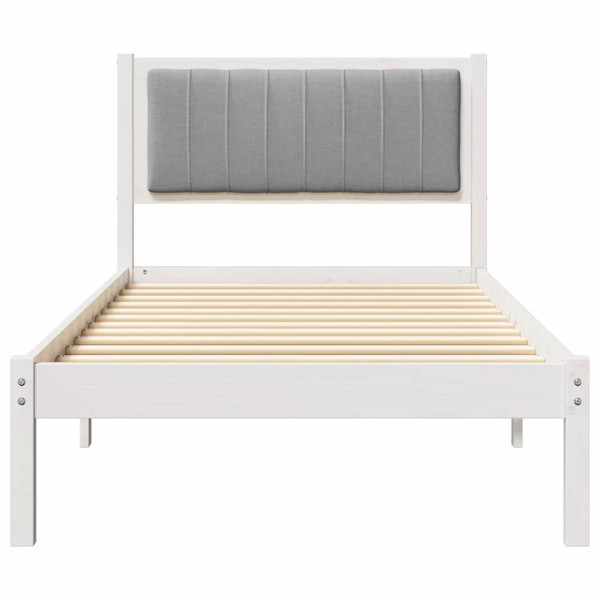 Estructura de Cama con Cabecera Tapizada Gris Claro 90 x 200 cm M 5