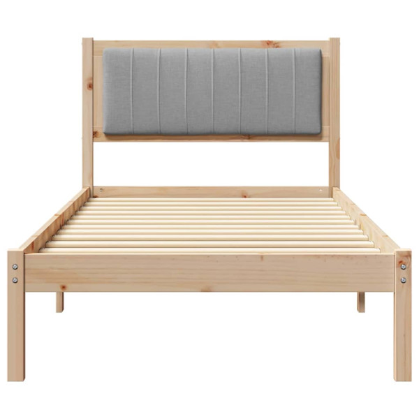 Estructura de Cama con Cabecera Tapizada Gris Claro 90 x 190 cm M 5