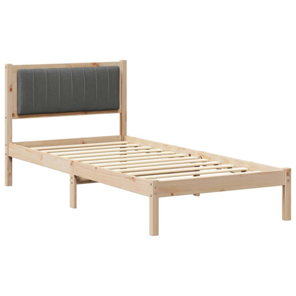 Estructura de Cama con Cabecera Tapizada Gris oscuro M 2
