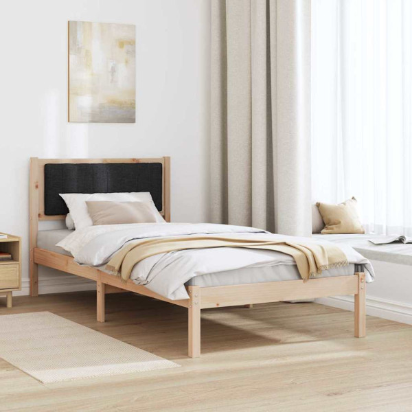 Estructura de Cama con Cabecera Tapizada Negro 90 x 190 cm M 4
