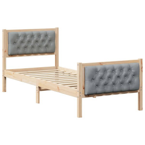 Estructura de cama con cabecera Gris Claro 80 x 200 cm tela H