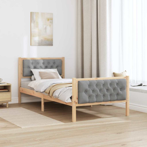 Estructura de cama Gris Claro 90 x 190 cm Madera de pino macizo M 4