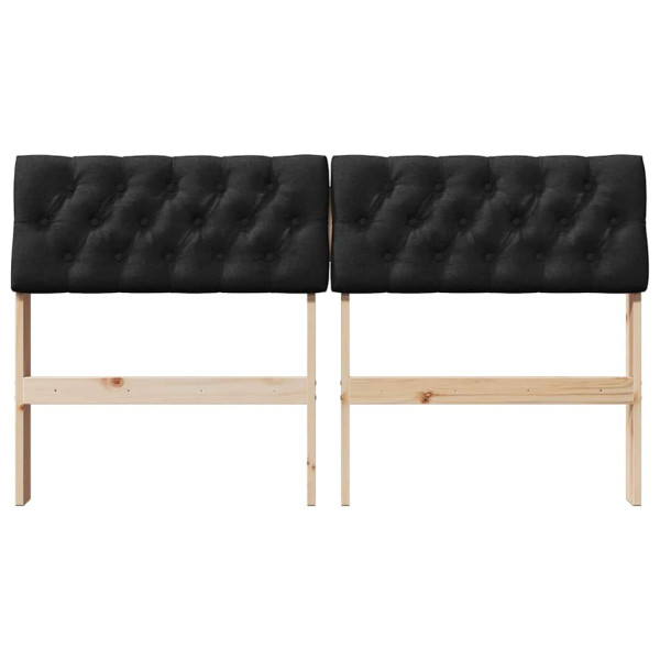 Cabecero tapizado Negro 160 cm Madera de pino macizo M 4