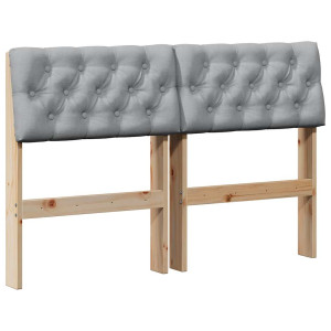 Cabecero tapizado Gris Claro 120 cm Madera de pino macizo H