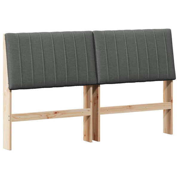 Cabecero tapizado Gris oscuro 150 cm Madera de pino macizo M 2