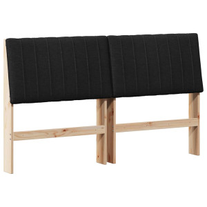 Cabecero tapizado Negro 150 cm Madera de pino macizo H