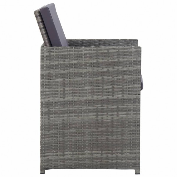 9 pcs conjunto jantar exterior c/ almofadões vime PE antracite M 4