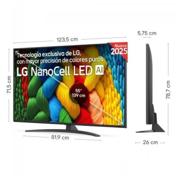 Smart LG 55" 4K UHD 55NANO81A6A preto M 6