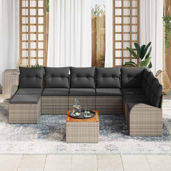 Conjunto de sofá de jardín 9 pcs Gris M 3