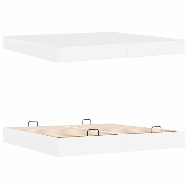 Estructura de cama Blanco puro 200 x 200 cm Cuero sintético M 5