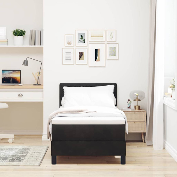 Cama con Somier y Colchón con colchón Negro 80 x 200 cm tela M 4