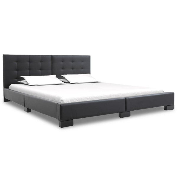 Estructura de cama sin colchón Cuero sintético negro 200x160 cm M 3