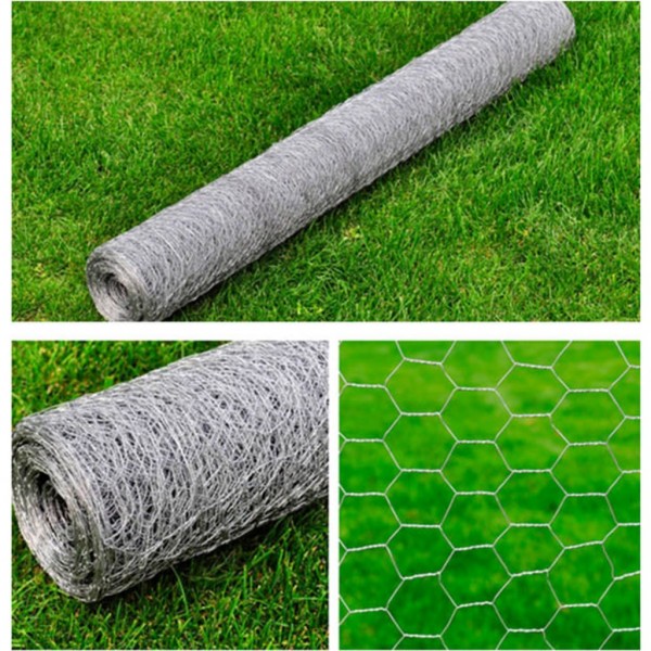 Cerca de arame hexagonal 1x25 m aço galvanizado prateado M 5