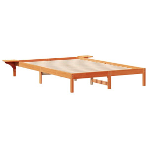 Estructura de Cama con Mesitas Marrón cera 140 x 210 cm H