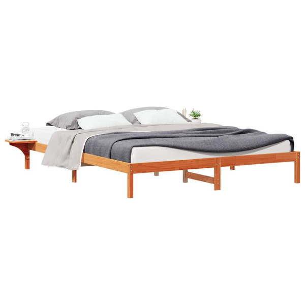 Estructura de Cama con Mesitas Marrón cera 200 x 210 cm M 3
