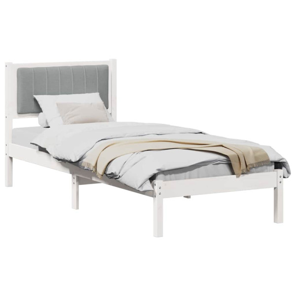 Estructura de Cama con Cabecera Tapizada Gris Claro 80 x 200 cm M 3