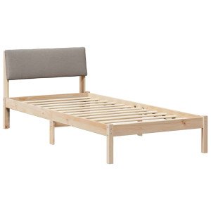 Estructura de cama con cabecera Marrón y taupe 90 x 190 cm H