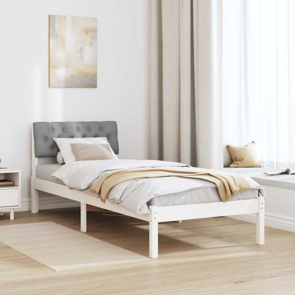 Estructura de cama con cabecera y gris claro 80 x 200 cm M 4