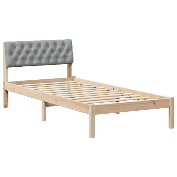 Estructura de cama con cabecera Marrón y gris claro 90 x 190 cm M 2