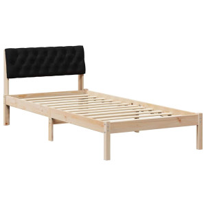 Estructura de cama con cabecera Marrón y negro 90 x 190 cm H