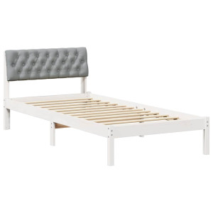 Estructura de cama con cabecera y gris claro 90 x 190 cm H
